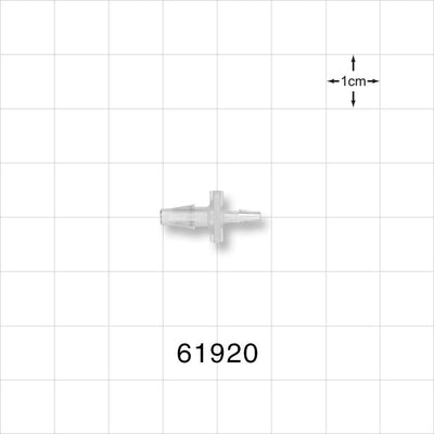 Straight Connector, Reducer, Barbed, Natural - Fits 1/8 inch x 1/16 inch ID Tubing (0.125 inch x 0.063 inch, 3.18 mm x 1.59 mm) - 61920