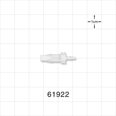 Straight Connector, Reducer, Barbed, Natural - Fits 5/32 inch x 1/16 inch ID Tubing (0.156 inch x 0.063 inch, 3.97 mm x 1.59 mm) - 61922