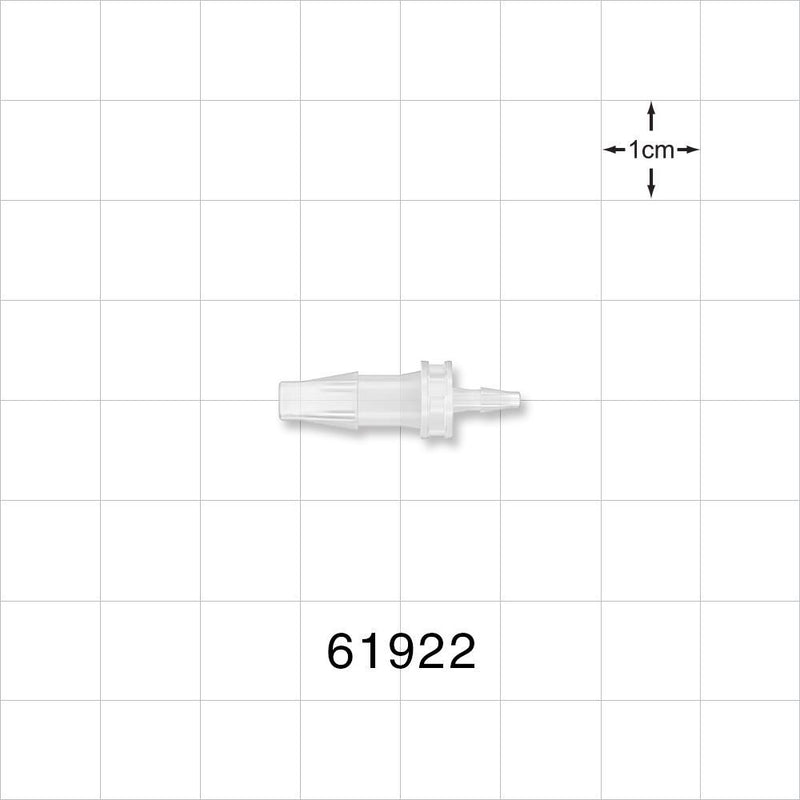 Straight Connector, Reducer, Barbed, Natural - Fits 5/32 inch x 1/16 inch ID Tubing (0.156 inch x 0.063 inch, 3.97 mm x 1.59 mm) - 61922