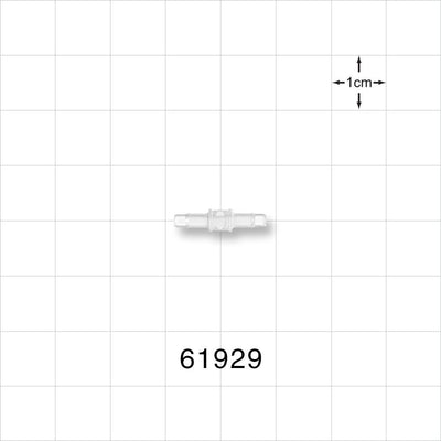 Straight Connector, Barbed, Natural - Fits 3/32 inch ID Tubing (0.094 inch, 2.38 mm) - 61929