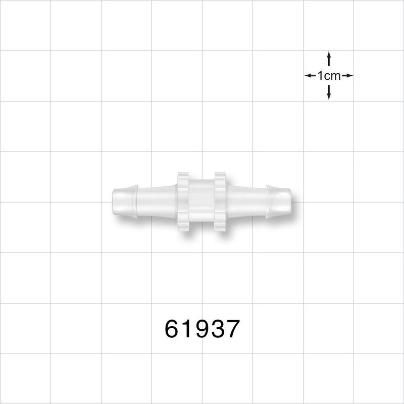 Straight Connector, Barbed, Natural - Fits 3/16 inch ID Tubing (0.188 inch, 4.76 mm) - 61937