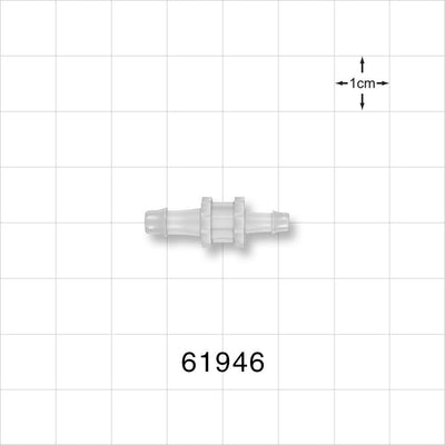 Straight Reducer Connector, Barbed, Natural - Fits 5/32 inch x 1/8 inch ID Tubing (0.156 inch x 0.125 inch, 3.97 mm x 3.18 mm) - 61946