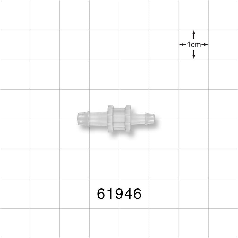 Straight Reducer Connector, Barbed, Natural - Fits 5/32 inch x 1/8 inch ID Tubing (0.156 inch x 0.125 inch, 3.97 mm x 3.18 mm) - 61946