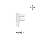 3-port F Style Manifold, Barbed, Natural - Fits 1/8 inch ID Tubing (0.125 inch, 3.18 mm) - 61961
