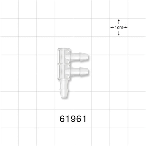 3-port F Style Manifold, Barbed, Natural - Fits 1/8 inch ID Tubing (0.125 inch, 3.18 mm) - 61961