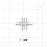 6-port Double T Style Manifold, Barbed, Natural - Fits 1/8 inch ID Tubing (0.125 inch, 3.18 mm) - 61964
