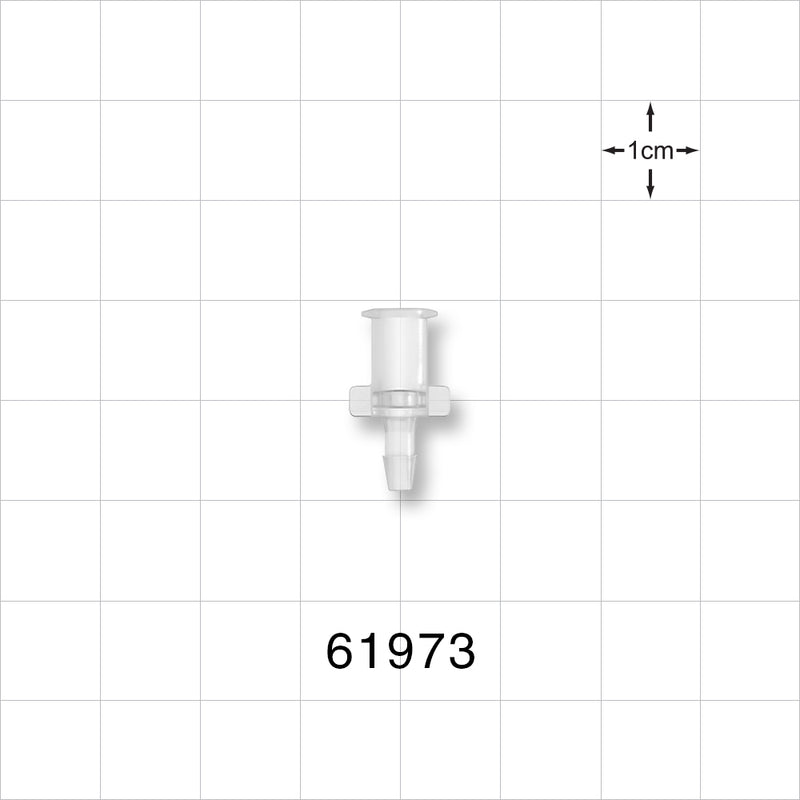 Female Luer Lock to Barb Connector, Natural - Fits 3/32 inch ID Tubing (0.094 inch, 2.38 mm) - 61973