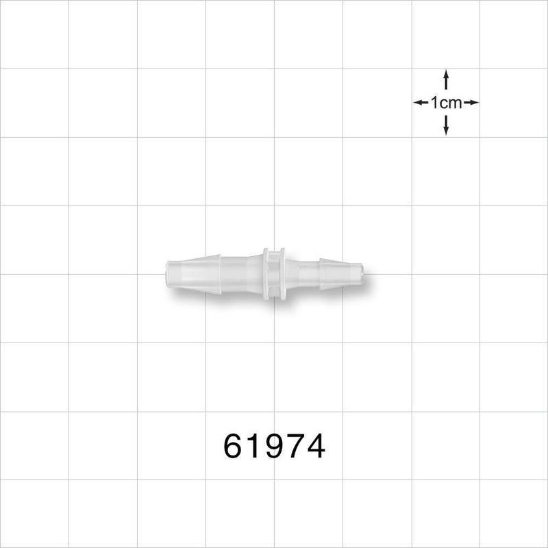 Straight Connector, Reducer, Barbed, Natural - Fits 5/32 inch x 1/8 inch ID Tubing (0.156 inch x 0.125 inch, 3.97 mm x 3.18 mm) - 61974