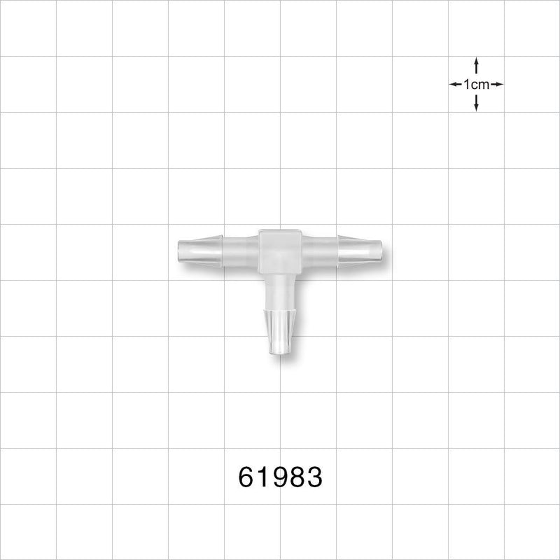 T Connector, Barbed, Natural - Fit 5/32 inch ID Tubing (0.156 inch Tubing, 3.97 mm) - 61983