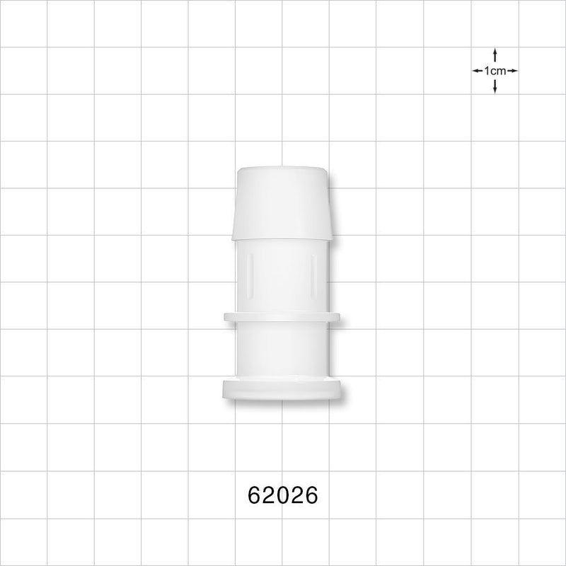 Sanitary Flange, Barbed, Natural - 0.5 inch/0.75 inch Mini; Fits 3/4 inch ID Tubing (0.75 inch, 19.05 mm) - 62026