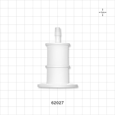 Sanitary Flange, Barbed, Natural - 1 inch/1.5 inch Standard; Fits  1/4 inch ID tubing (0.25 inch, 6.35 mm) - 62027