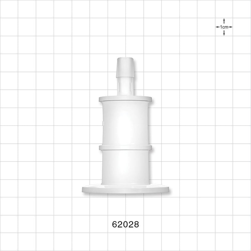 Sanitary Flange, Barbed, Natural - 1 inch/1.5 inch Standard; Fits 3/8 inch ID tubing (0.375 inch, 9.53 mm) - 62028