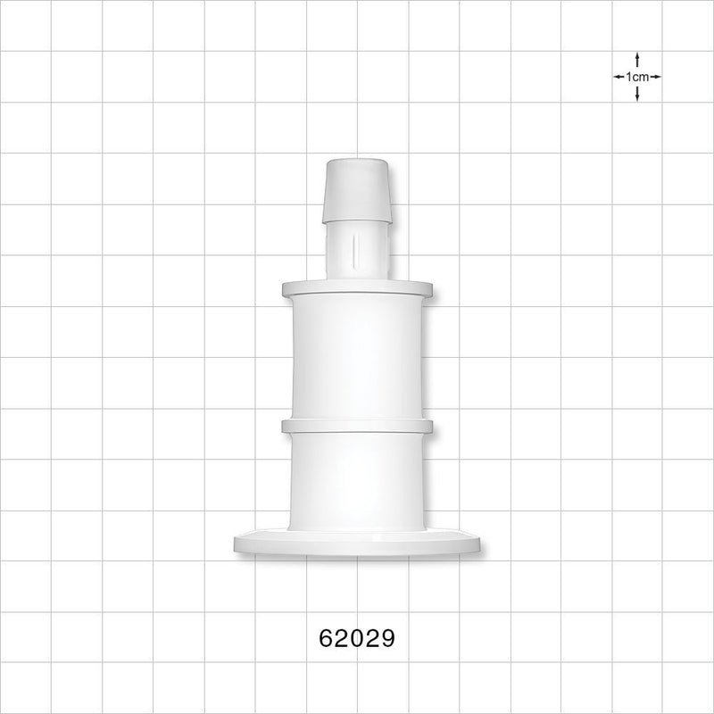 Sanitary Flange, Barbed, Natural - 1 inch/1.5 inch Standard; Fits 1/2 inch ID tubing (0.5 inch, 12.7 mm) - 62029