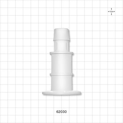 Sanitary Flange, Barbed, Natural - 1 inch/1.5 inch Standard; Fits 3/4 inch ID tubing (0.75 inch, 19.05 mm) - 62030