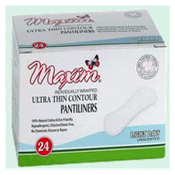 Maxim Hygiene Products Panty Liner Natural Cotton Ultra Thin Light White Disposable 24x12/Case - 1-230324-1
