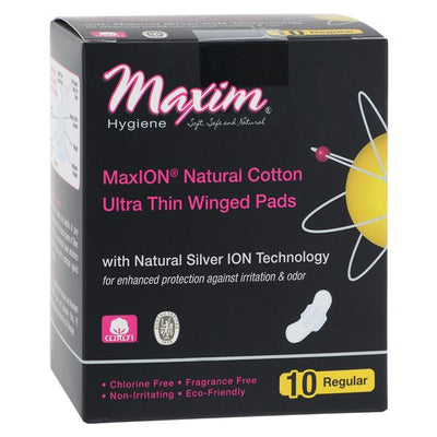 Maxim Hygiene Products Maxion Sanitary Pad Chlorine Free Ultra Thin Regular Wng White Disposable 10/Pk, 12 PK/CA - 1-231110-1
