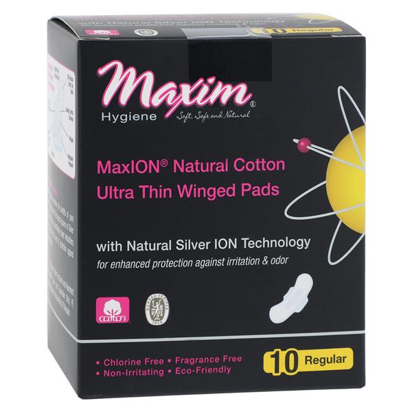 Maxim Hygiene Products Maxion Sanitary Pad Chlorine Free Ultra Thin Regular Wng White Disposable 10/Pk, 12 PK/CA - 1-231110-1