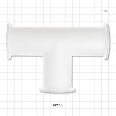 T Fitting, Sanitary Flange, Natural - 1 inch/1.5 inch Standard - 62220