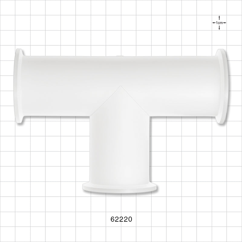 T Fitting, Sanitary Flange, Natural - 1 inch/1.5 inch Standard - 62220