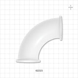 90 Degree Elbow Fitting, Sanitary Flange, Natural - 1 inch/1.5 inch Standard - 62223