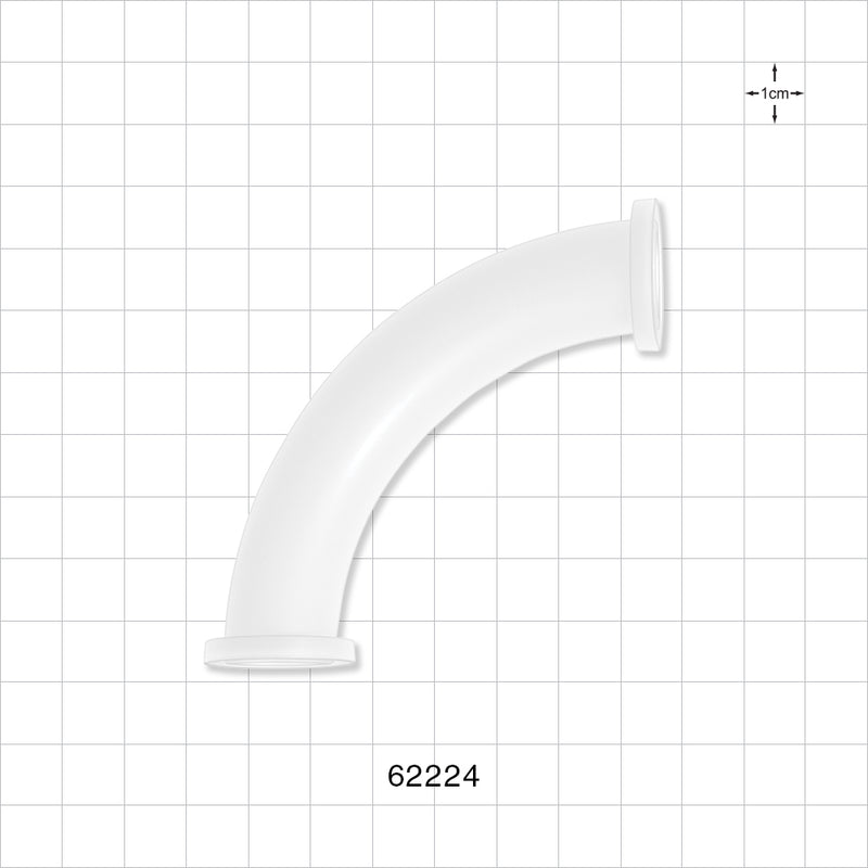 90 Degree Elbow Fitting, Sanitary Flange, Natural - 0.5 inch/ 0.75 inch Mini - 62224