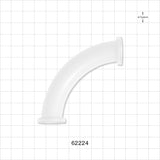 90 Degree Elbow Fitting, Sanitary Flange, Natural - 0.5 inch/ 0.75 inch Mini - 62224