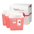Healthfirst -Sharps Management Mailer System 5qt Red/White 10-1/2x4-1/2x12" Closing Lid Plastic Small Optional Wall Mount Non-Sterile Disposable Anti-Kickback Closure 3/Package 1005900