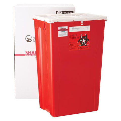 Healthfirst -Sharps Management Mailer System 18gal Red/White 17x12-1/4x24-1/2" Closing Lid Plastic Large Non-Sterile Disposable Each 1005940