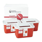 Healthfirst -Sharps Management Mailer System 1gal Red/White 10-1/2x7x6" Closing Lid Plastic Small Non-Sterile Disposable 3/Package 1005870