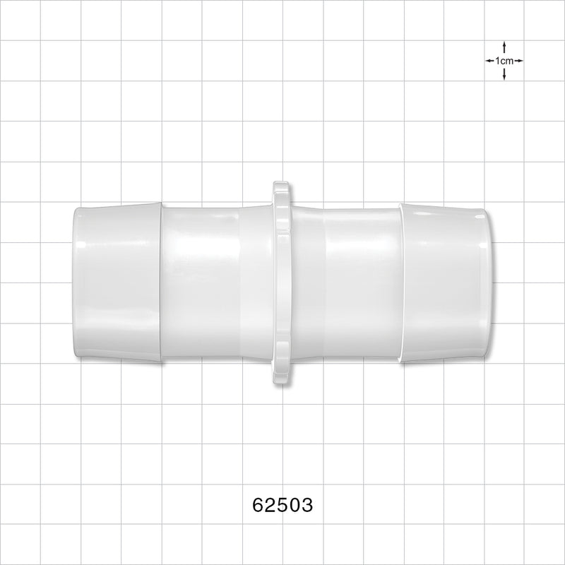 Straight Connector, Barbed, Natural - Fits 1 1/2 inch ID Tubing (1.5 inch, 38.1 mm) - 62503