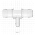T Connector, Reducer, Barbed, Natural - Fits 1 1/2 inch ID Tubing  (1.5 inch, 38.1 mm), Fits 3/4 inch ID Tubing (0.75 inch, 19.05 mm) - 62507