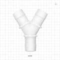 Y Connector, Barbed, Natural - Fits 1 1/2 inch ID Tubing (1.5 inch, 38.1 mm) - 62508