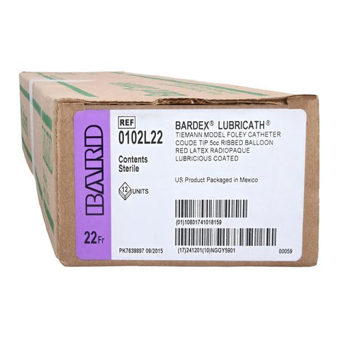 Bard Medical Division Catheter Foley Lubricath 22Fr 5cc Md Cd Olv Tp Rbr/Hdrphlc Ct 2Wy 16 12/Ca - 0102L22