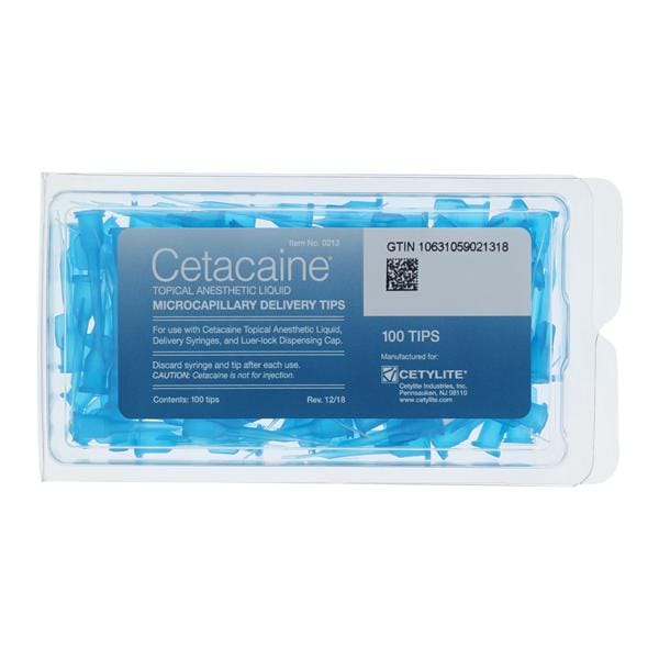 Cetylite Industries Inc Cetacaine Microcapillary Delivery Tips Topical Anesthetic Liquid 100/Package - 0213