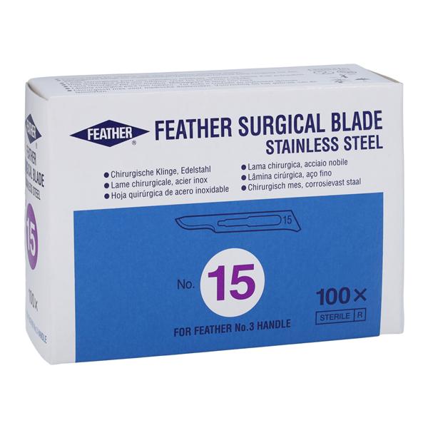 Graham-Field Feather Stainless Steel Sterile Surgical Scalpel Blade Size 15 Disposable 100/Bx - 2976#15