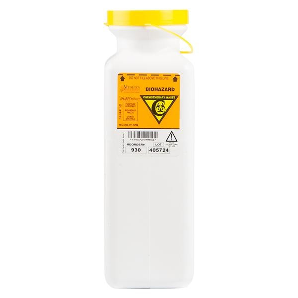 Medegen Medical Products, LLC -Chemo-Tainer Sharps Container 1.7qt White/Yellow 3.5x3.5x10" Locking Cap Polypropylene Small Non-Stackable 20/Case MAI930