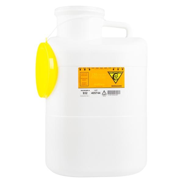 Medegen Medical Products, LLC -Sharps Container 23qt White/Black/Yellow 12x9x18" Large Opening Locking Cap Plastic Non-Stackable 4/Case 932