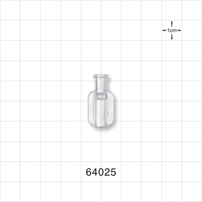 Female Luer Lock, Tubing Port, Clear - 0.19 inch - 0.186 inch ID (4.83 mm - 4.72 mm) - 64025
