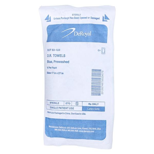 Deroyal Industries Inc Towel OR Blue Sterile, 12 PK/CA - 63-103
