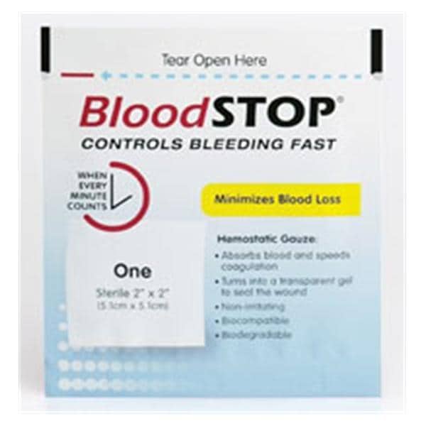 Lifescience Plus BloodStop Cotton Gauze Pad 2x2" Sterile Adhesive LF, 20 BX/CA - BS-10