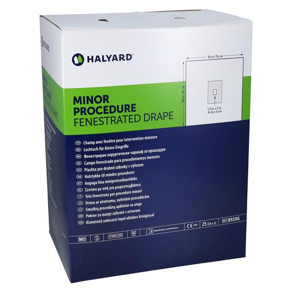 O & M Halyard -30x30" Sterile Minor Procedure Drape 1-1/2x2" Fenestrated 89206