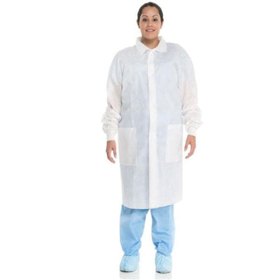 O & M Halyard Basic Lab Coat 3 Layer SMS Small White 25/Ca - 10120