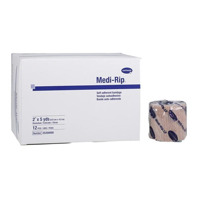 Hartmann USA -Medi-Rip Compression Bandage Cotton/Elastic 2"x5yd Tan Non-Sterile 12Rl/Box 25200000