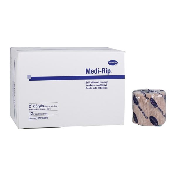 Hartmann USA -Medi-Rip Compression Bandage Cotton/Elastic 2"x5yd Tan Non-Sterile 12Rl/Box 25200000