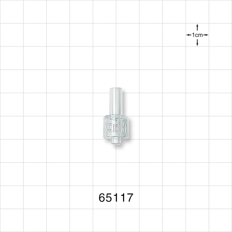 Male Luer Lock, Tubing Port, Clear - 0.134 inch ID/0.212 inch - 0.218 inch OD (3.40 mm/5.38 mm - 5.54 mm) - 65117