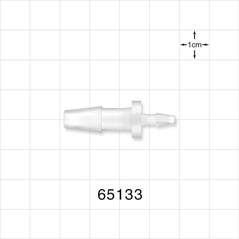 Straight Connector, Reducer, Barbed, Natural - Fits 1/4 inch x 1/8 inch ID Tubing (0.25 inch x 0.125 inch, 6.35 mm x 3.18 mm) - 65133
