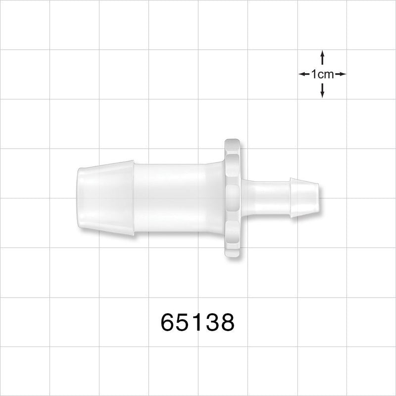 Straight Connector, Reducer, Barbed, Natural - Fits 1/2 inch x 1/4 inch ID Tubing (0.5 inch x 0.25 inch, 12.7 mm x 6.35 mm) - 65138