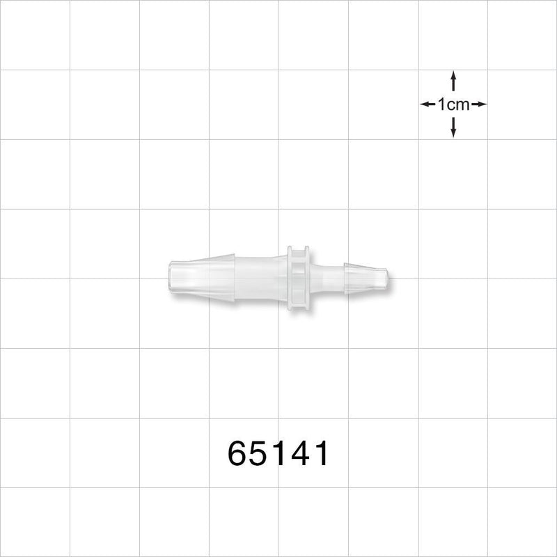 Straight Connector, Reducer, Barbed, Natural - Fits 3/16 inch x 1/8 inch ID Tubing (0.188 inch x 0.125 inch, 4.76 mm x 3.18 mm) - 65141