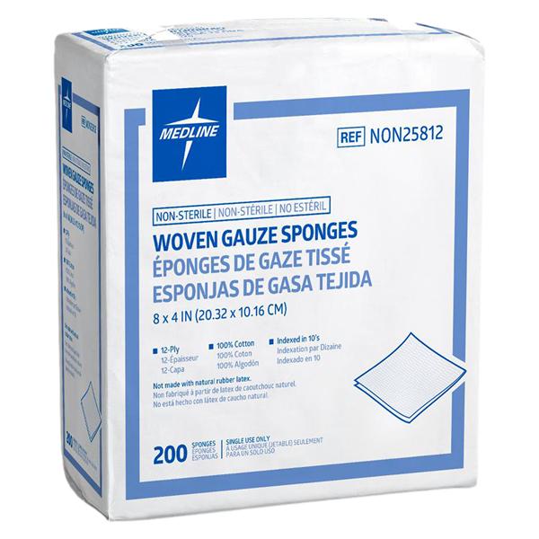 Medline Industries Inc  Cotton Gauze Sponge 4x8" 12 Ply Non-Sterile Not Made With Natural Rubber Latex - NON25812