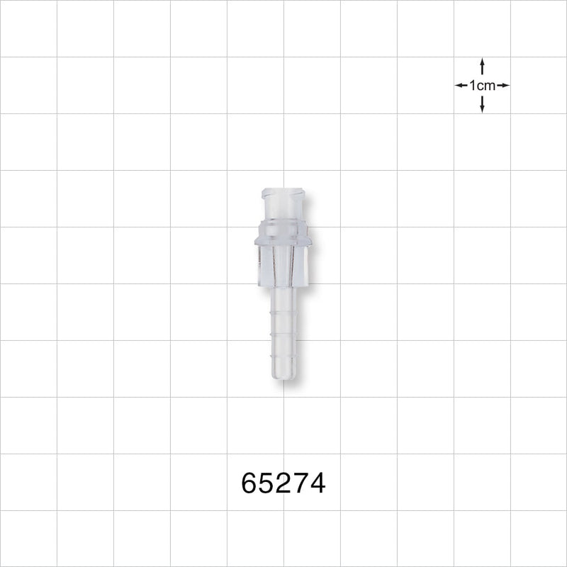 Female Luer Lock, Barbed, Clear - 0.19 inch OD (4.83 mm) - 65274